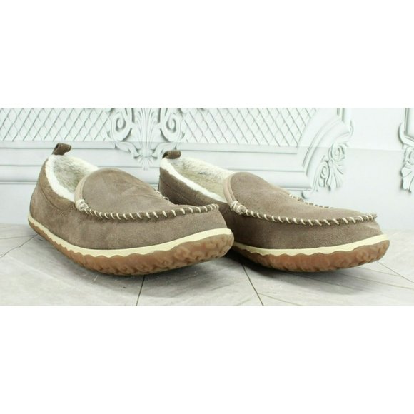 LL Bean Gray Suede Wicked Good Mountain Moccasins Slippers Size 9 M - Picture 3 of 9